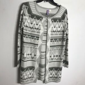Alya Grey Open Front Mixed Print Cardigan Sz small women’s